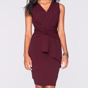 VENUS Burgundy Twist Draped Dress Sleeveless